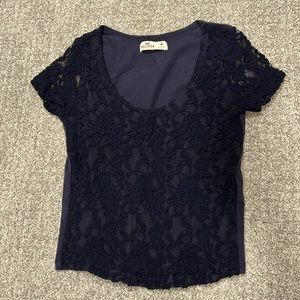 Navy Blue Lace Top
